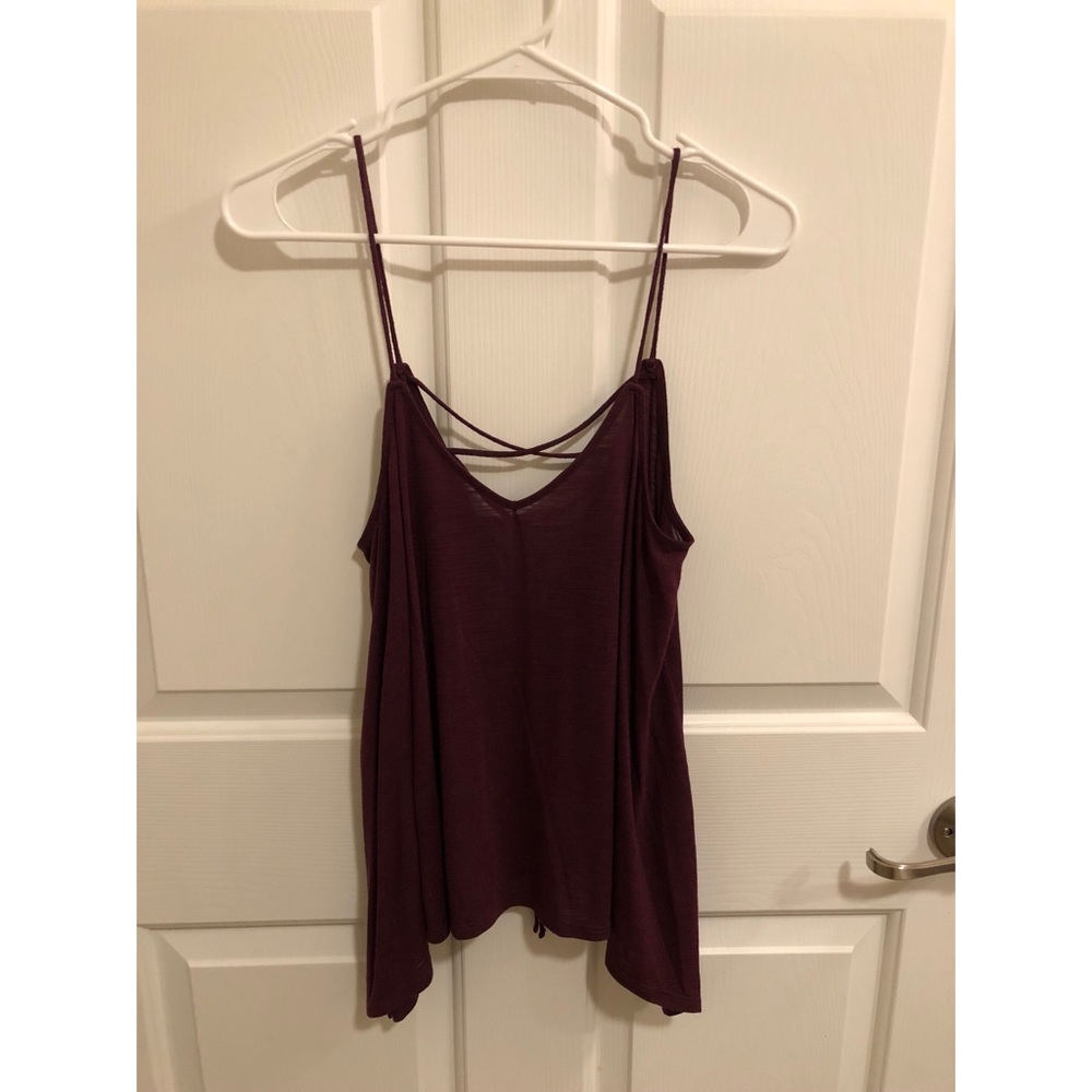 Burgundy Flowy crisscross Tank